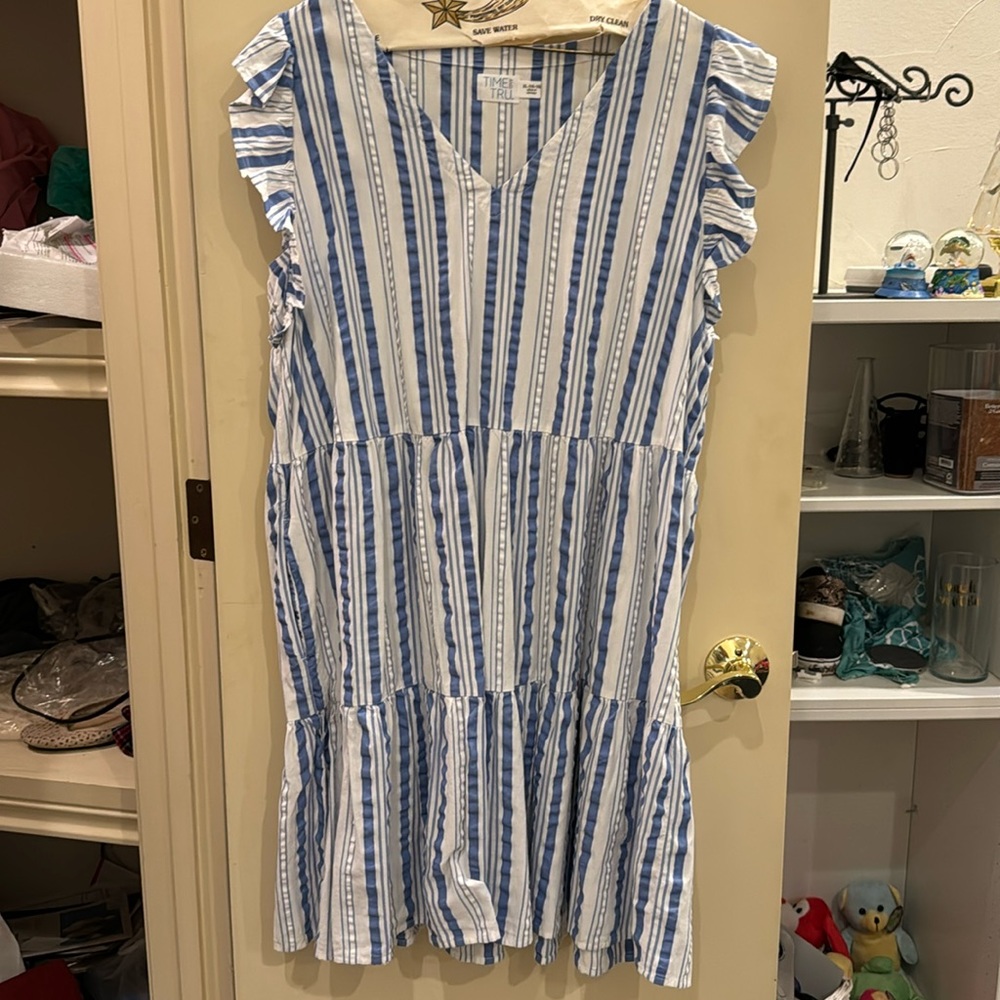 Blue and white dress